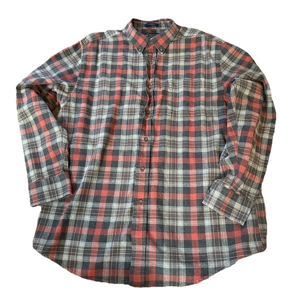 Pendleton Landry Shirt XLOrange Gray Plaid Outdoor Long Sleeve Flannel Button Up - Picture 1 of 6